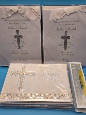 24 Christening-Confirmation-1st Communion Invitations & Thank You Cards NWT
